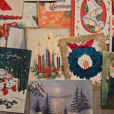 Christmas Cards Lot including a Box of Vintage Cards