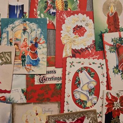 Christmas Cards Lot including a Box of Vintage Cards