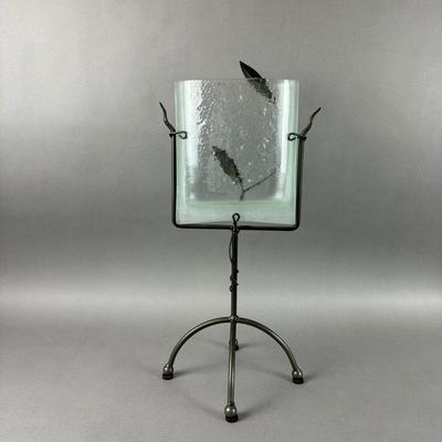 BB353 Decorative Glass Vase with Iron Base
