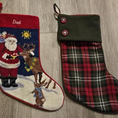 Lands End "Dad" Stocking and Plaid Stocking