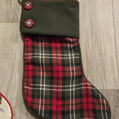 Lands End "Dad" Stocking and Plaid Stocking