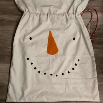 Large Snow Man Drawstring Gift Bag