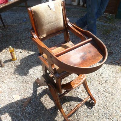 Antique Baby High Chair and Rocker