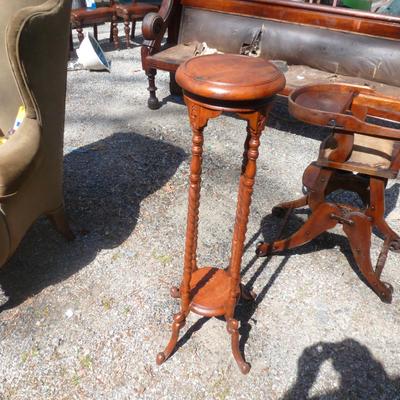 Vintage Wooden Barley Twist Plant Stand- Approx 39 1/2" Tall