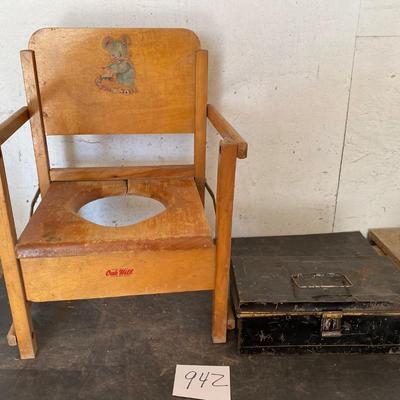 Vintage Potty Chair and Metal Box