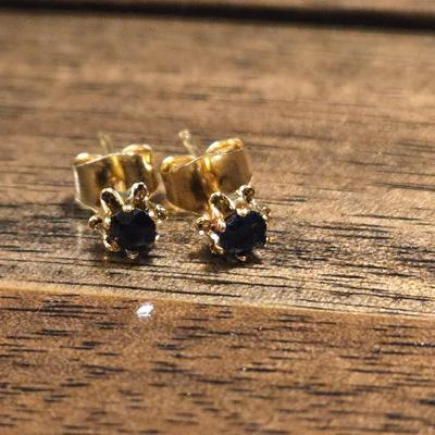 Tigers Eye and Sapphire Stud Earrings