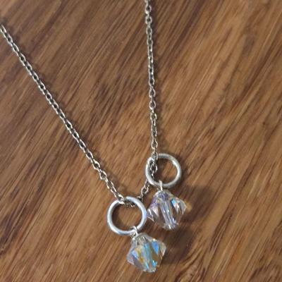 18" Sterling Silver Necklace with Swarovski Crystal Pendants