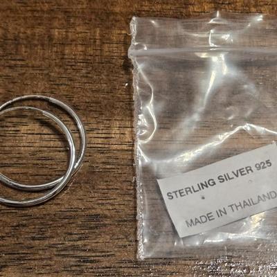 New 1" Sterling Silver Hoops