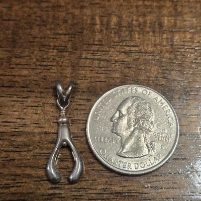 New Sterling Silver Wishbone Swivel Pendant #1