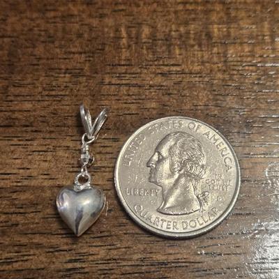 New Sterling Silver Puff Swivel Heart Pendant