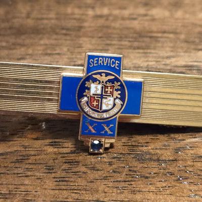 18k Gold Filled Blue Cross Tie Bar