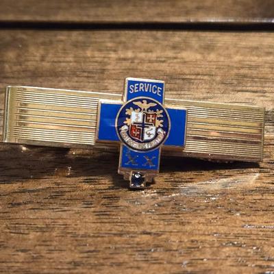 18k Gold Filled Blue Cross Tie Bar