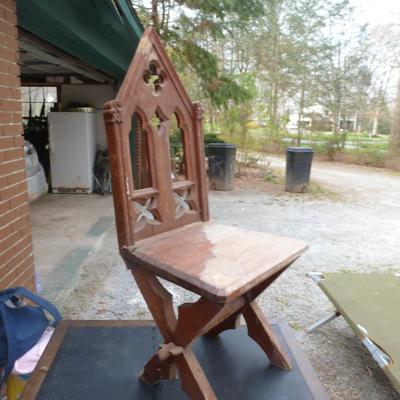 Antique Wooden Victorian Church Chair