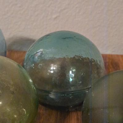 Antique Japanese Blue and Green Glass Fishing Floats