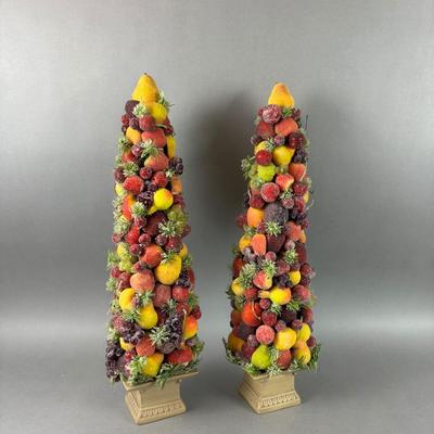 DR1340 Holiday Candied Fruit Topiary Pair