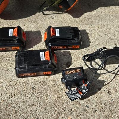 Rechargeable (2) Black & Decker Weed Eaters and Blower - 3 Batteries & Charger
