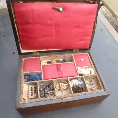 Victorian Sewing Box with Contents