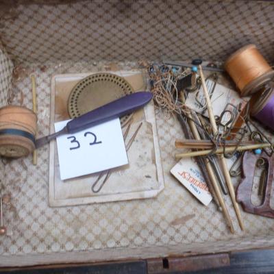 Victorian Sewing Box with Contents