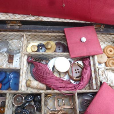 Victorian Sewing Box with Contents