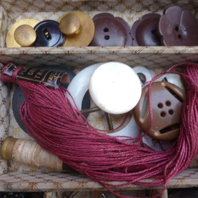 Victorian Sewing Box with Contents