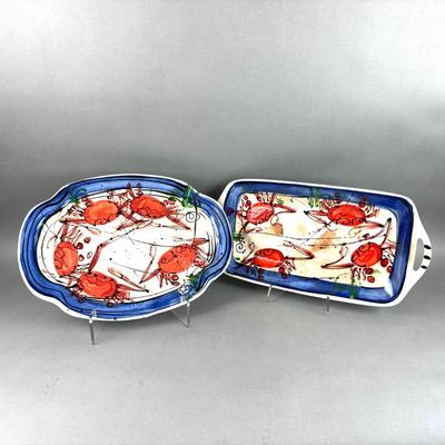 K255 Abstract Crab Pottery Serving Platters