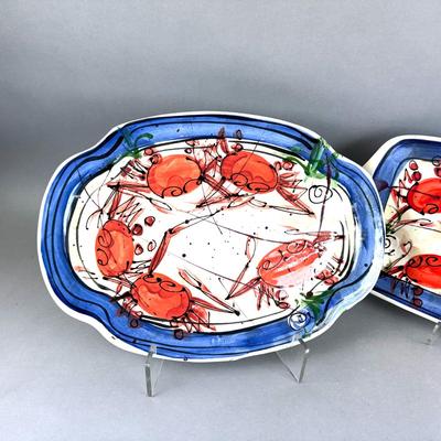 K255 Abstract Crab Pottery Serving Platters