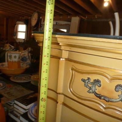French Provincial Tallboy Dresser with Glass Top- Approx 57" Tall