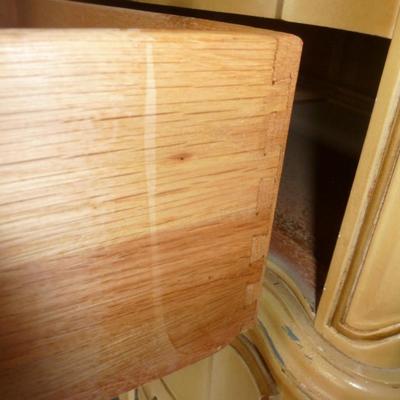 French Provincial Tallboy Dresser with Glass Top- Approx 57" Tall