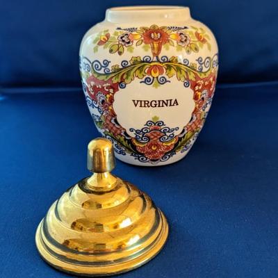 Virginia Tobacco Jar with Lid Royal Goedewaagen Polychrome Holland Delft