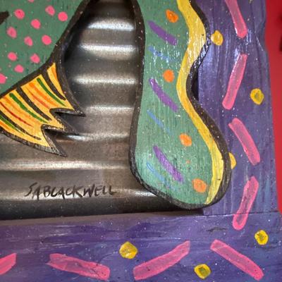 Folk Art Funky Fish Display, Signed S.A. Blackwell
