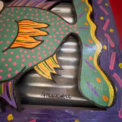 Folk Art Funky Fish Display, Signed S.A. Blackwell