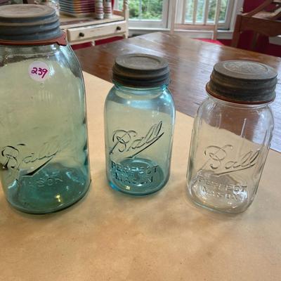 Trio of Ball Mason Jars Lot One