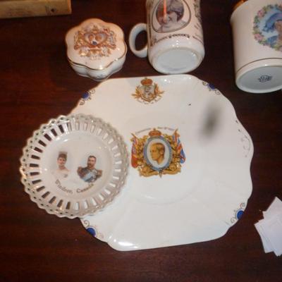 British Royal Family Commemorative Cups, Plates, Dish, and Trinket Box