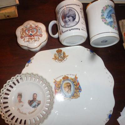 British Royal Family Commemorative Cups, Plates, Dish, and Trinket Box