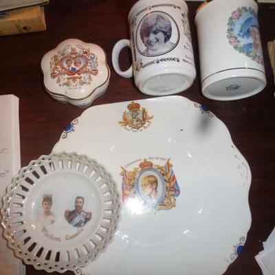 British Royal Family Commemorative Cups, Plates, Dish, and Trinket Box
