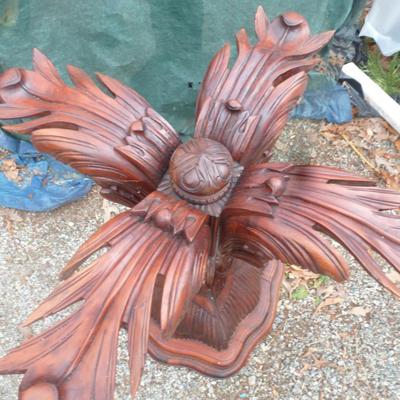 Carved Pedestal Table with Beveled Glass Top