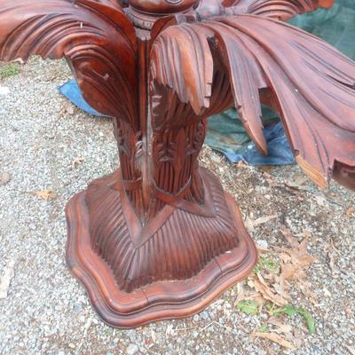 Carved Pedestal Table with Beveled Glass Top