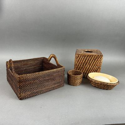 BR327 Woven Wicker Bathroom Set with Handle Basket