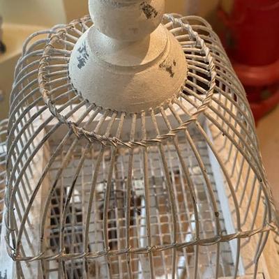 Large Bird Cage with Faux Birds