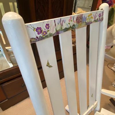 Folk Art White Rocking Chair