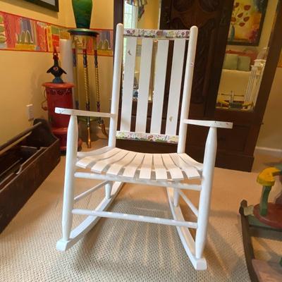 Folk Art White Rocking Chair