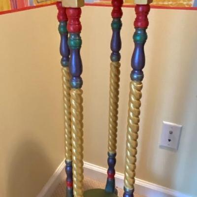 Tall Painted Wooden Pedestal Table