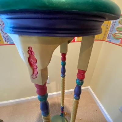 Tall Painted Wooden Pedestal Table