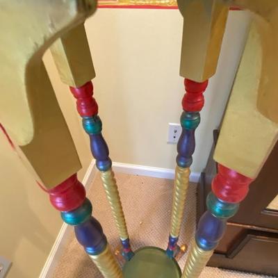 Tall Painted Wooden Pedestal Table