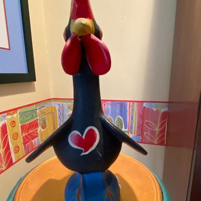 Vintage Hand-painted Earthenware Rooster, Portuguese