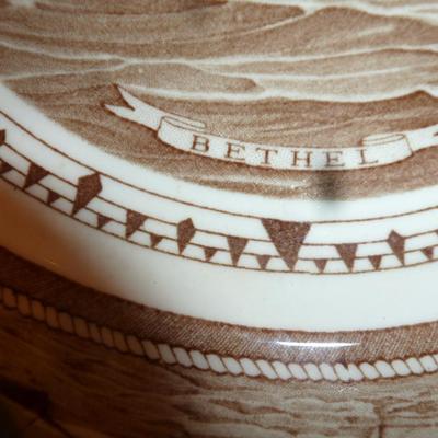 Collection of Three Plates- One Blue Willow and Two American Sailing Ships