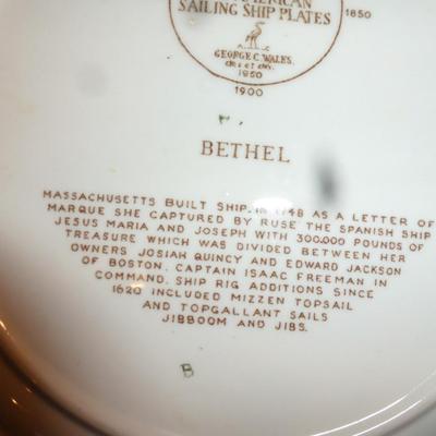 Collection of Three Plates- One Blue Willow and Two American Sailing Ships