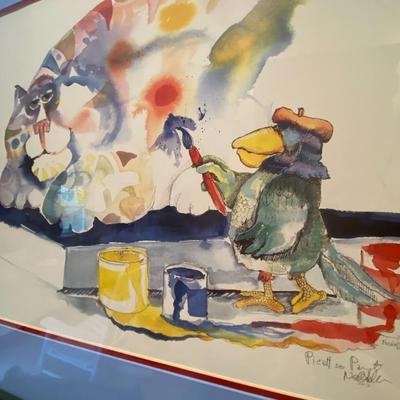 Framed "Picattsoo Parrot" Watercolor Painting, Signed "Nedo Beck"
