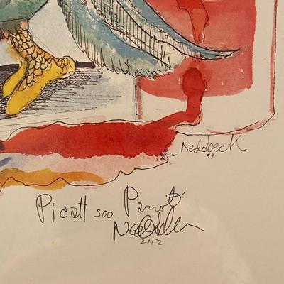 Framed "Picattsoo Parrot" Watercolor Painting, Signed "Nedo Beck"