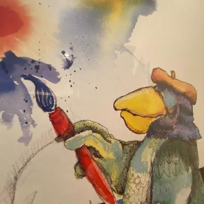 Framed "Picattsoo Parrot" Watercolor Painting, Signed "Nedo Beck"